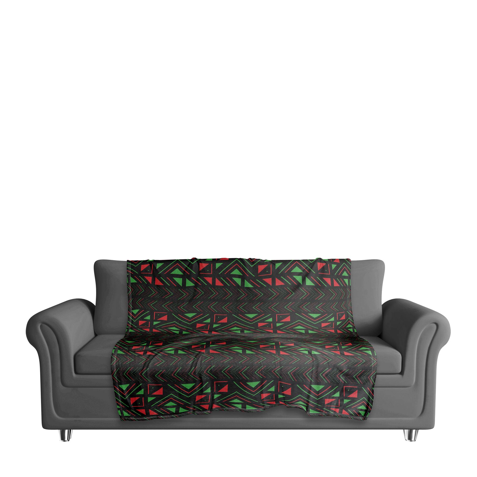 Kwanzaa Triangle & Geometric Pattern Coral Fleece Blanket
